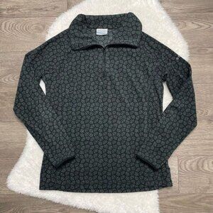 Columbia Womens Small Sweater Fleece 1/2 Zip Black Gray Nordic Lightweight
